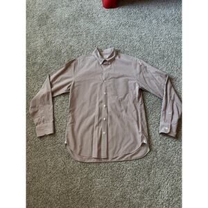 J. Crew Men's Red White Checked Button Down Cotton Shirt Size Medium 15-15.5